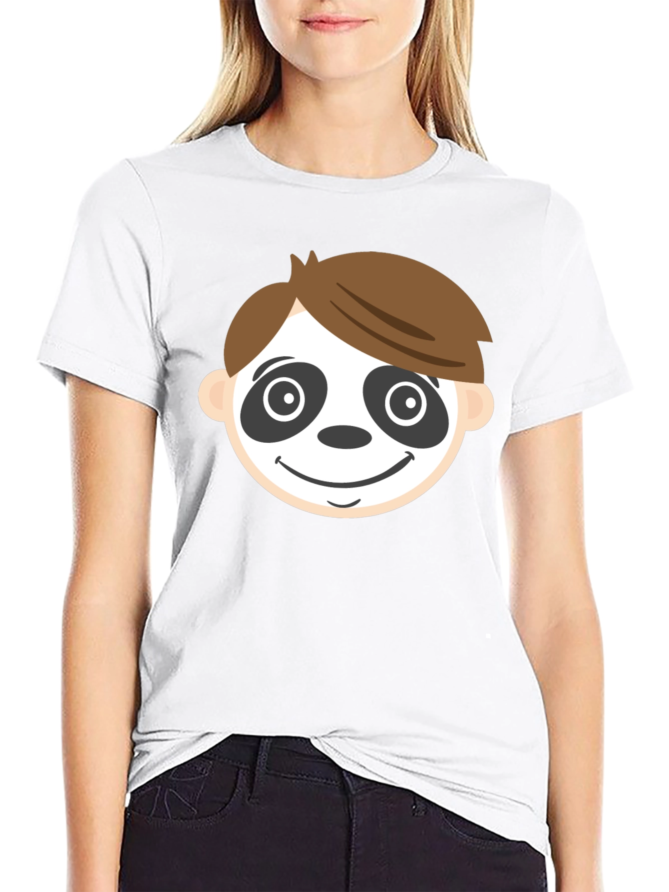 Camiseta Negra con Cara de Panda para Hombre