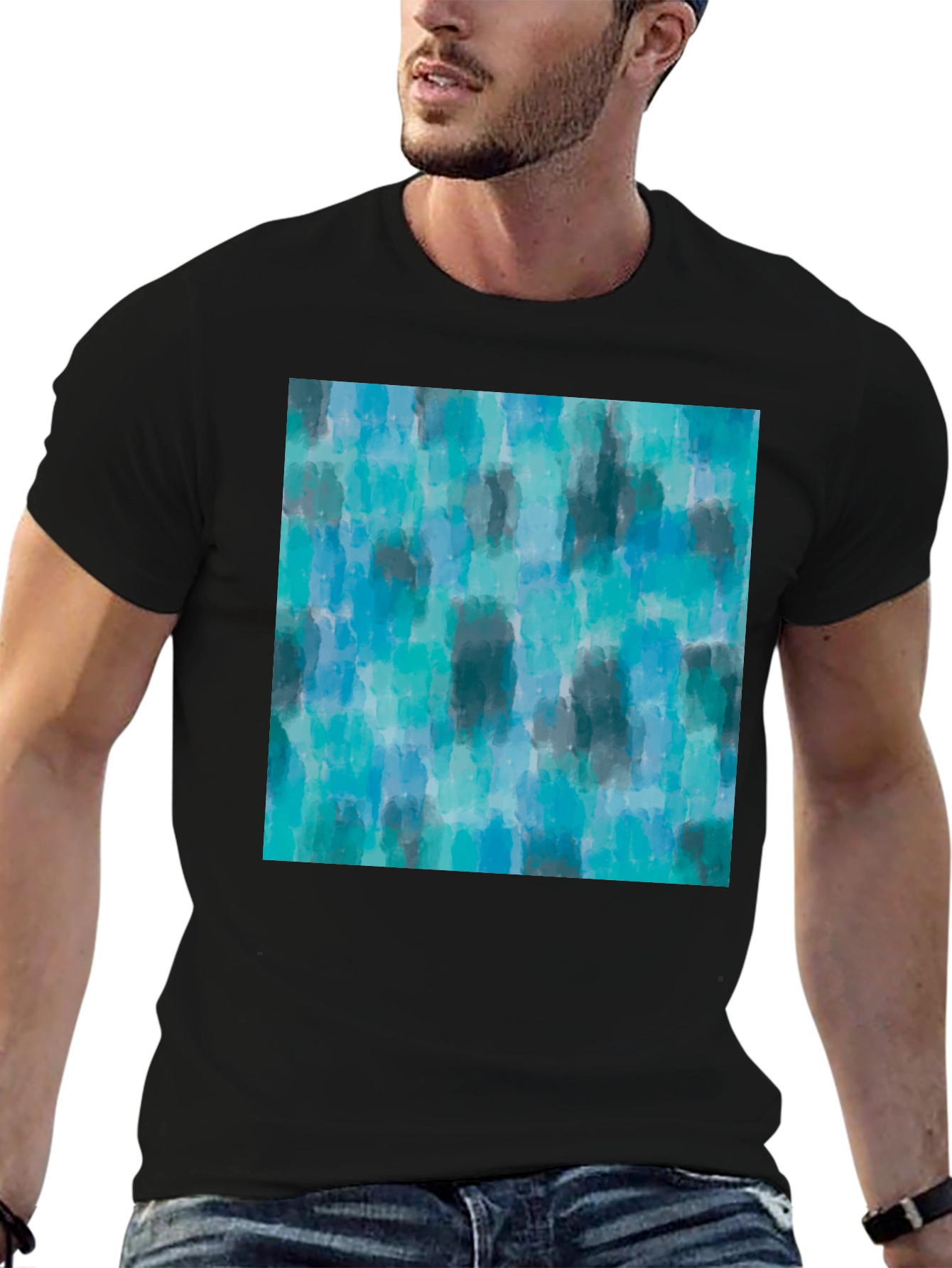 Camiseta Hombre Estampado Abstracto Azul