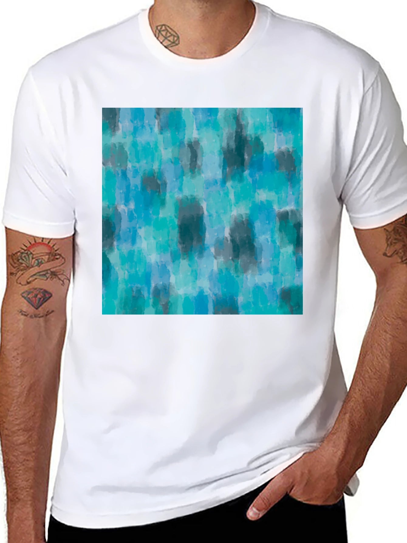 Camiseta Hombre Estampado Abstracto Azul
