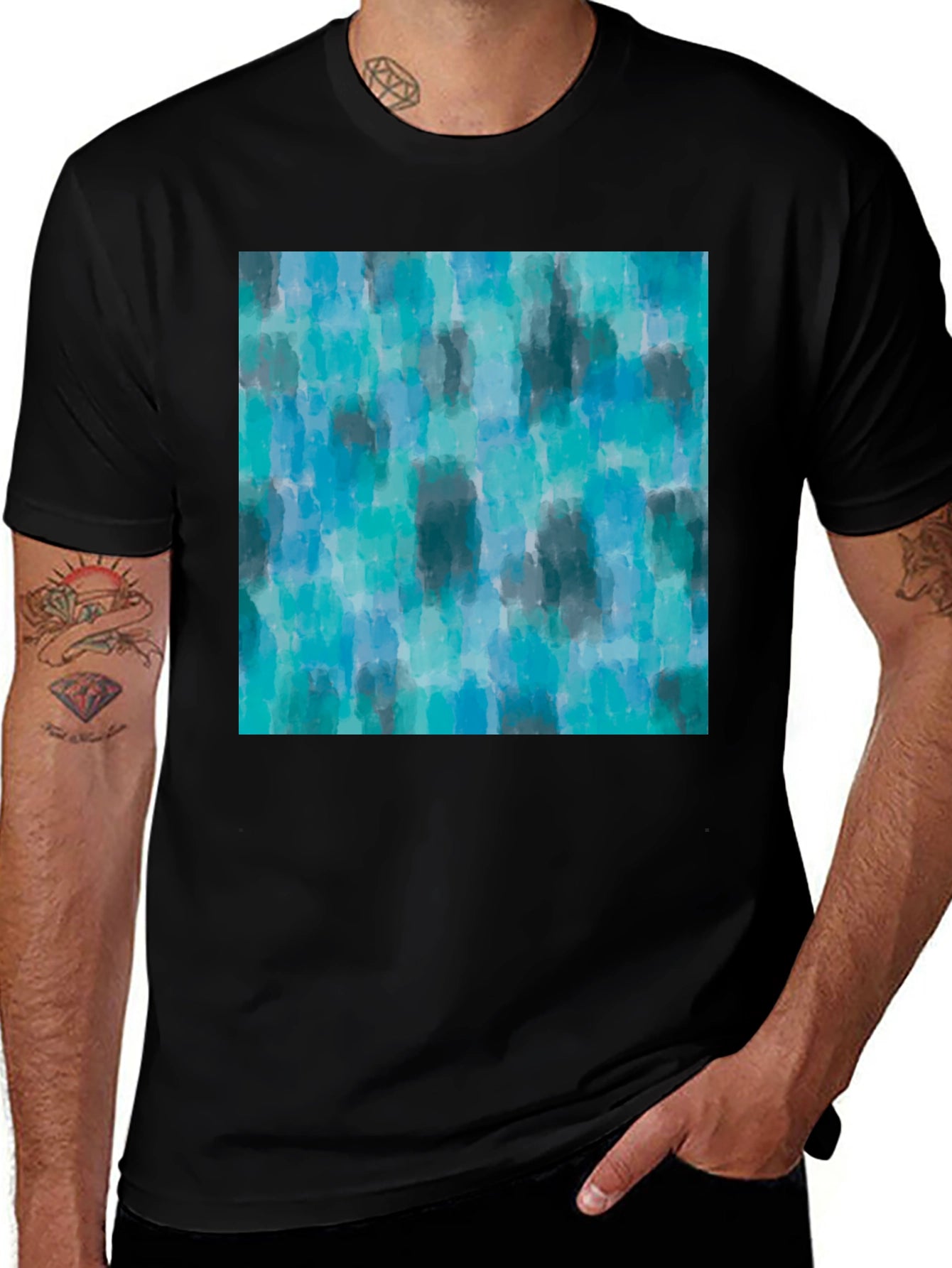 Camiseta Hombre Estampado Abstracto Azul