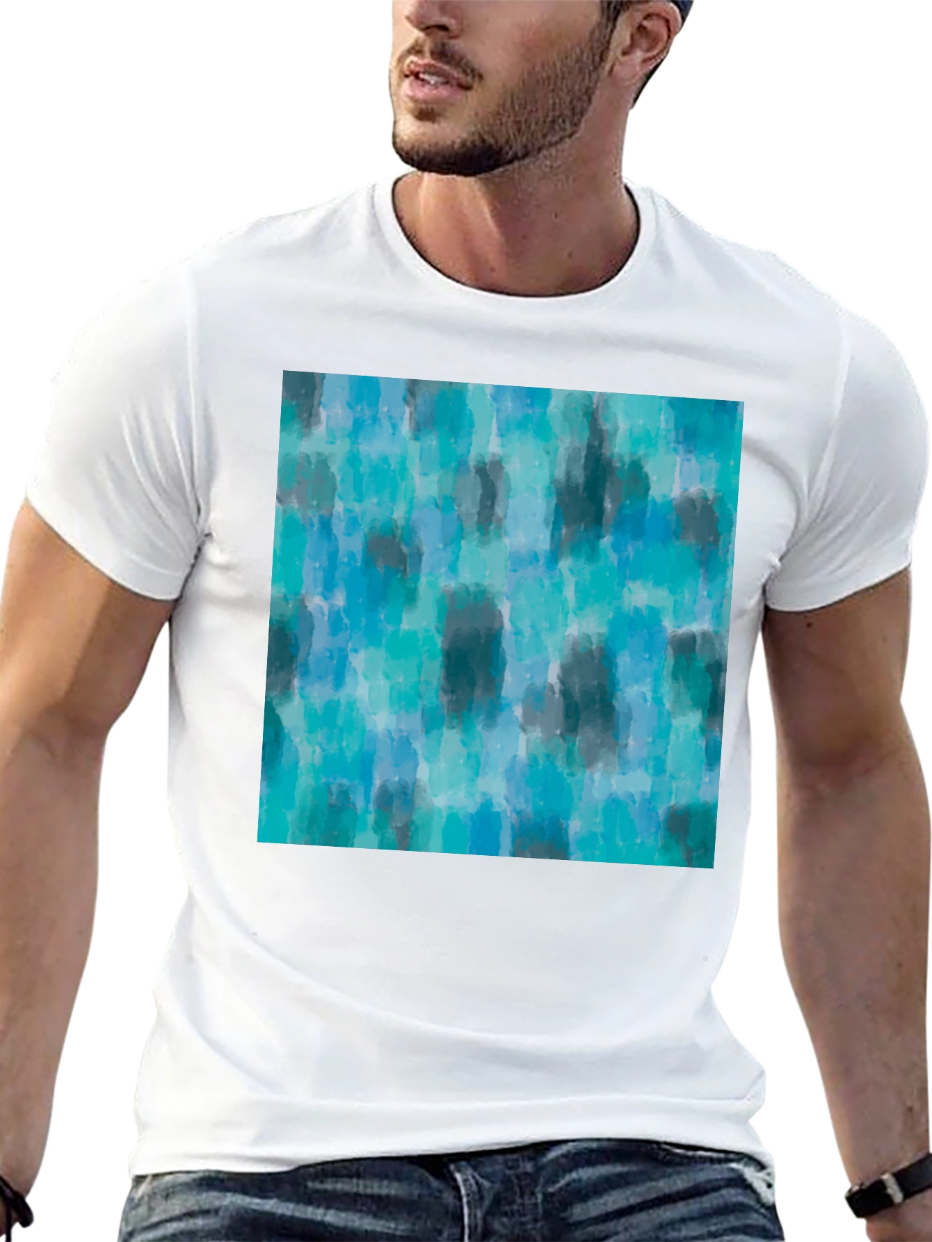 Camiseta Hombre Estampado Abstracto Azul