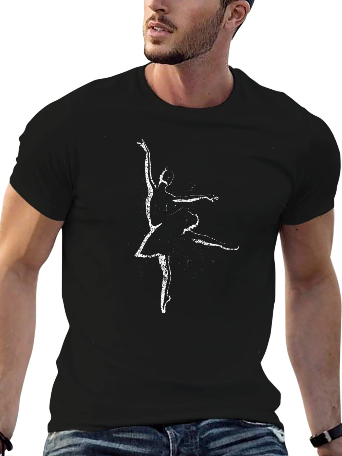 Camiseta Negra con Bailarina para Hombre