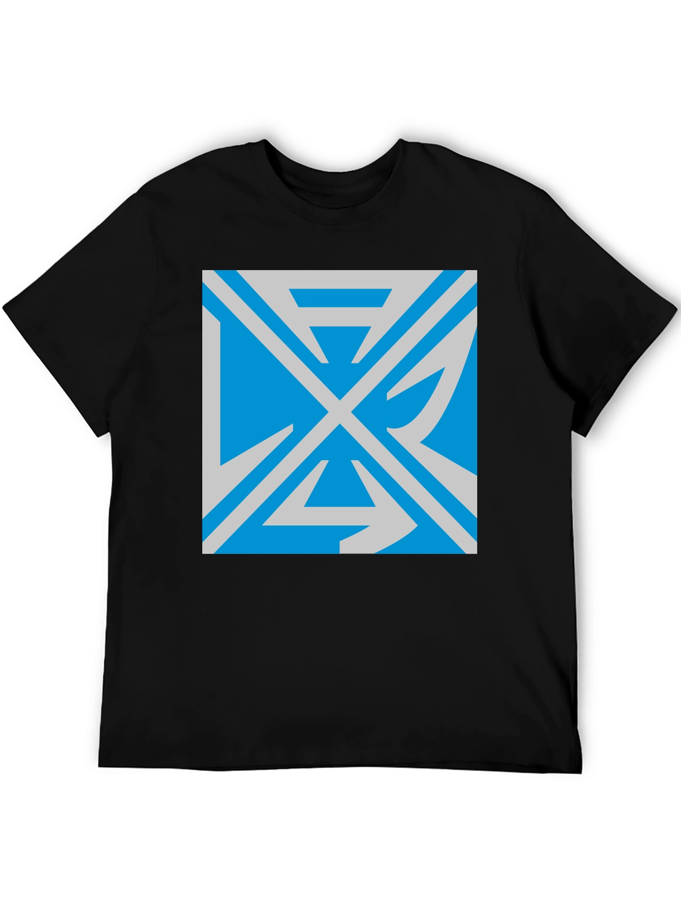 Camiseta Negra con Diseño Abstracto Azul