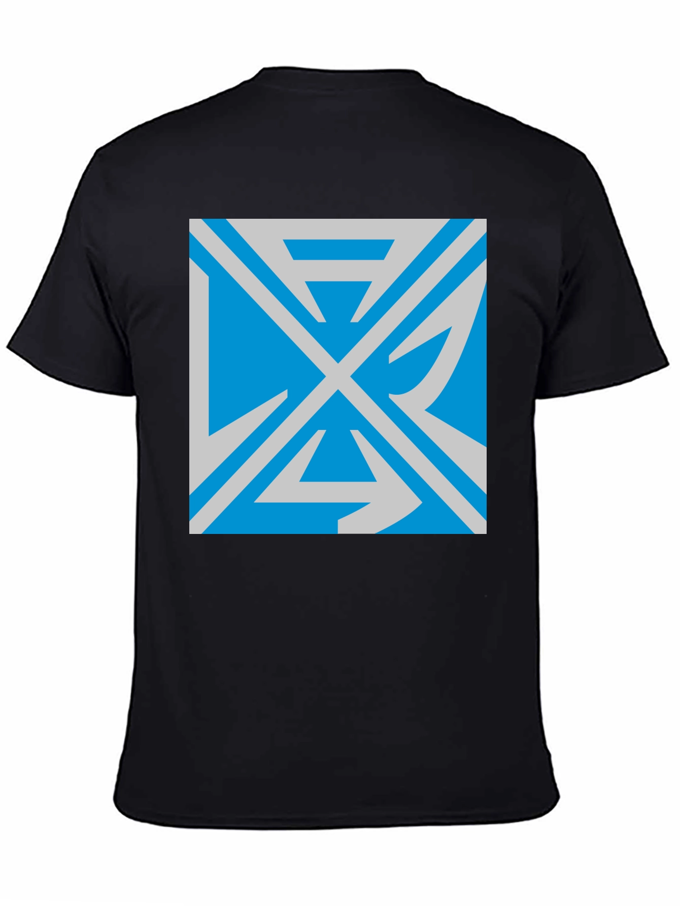 Camiseta Negra con Diseño Abstracto Azul