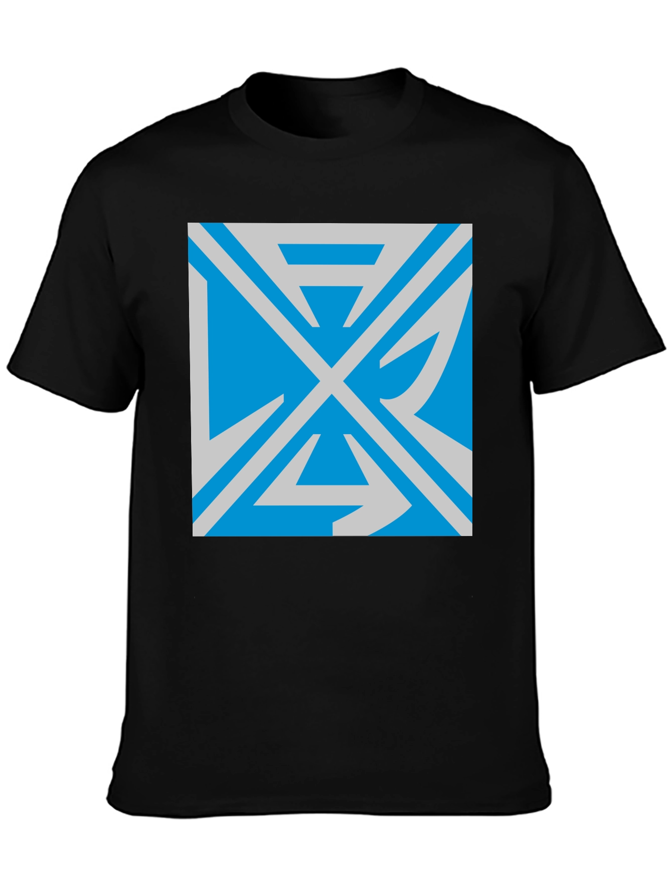 Camiseta Negra con Diseño Abstracto Azul