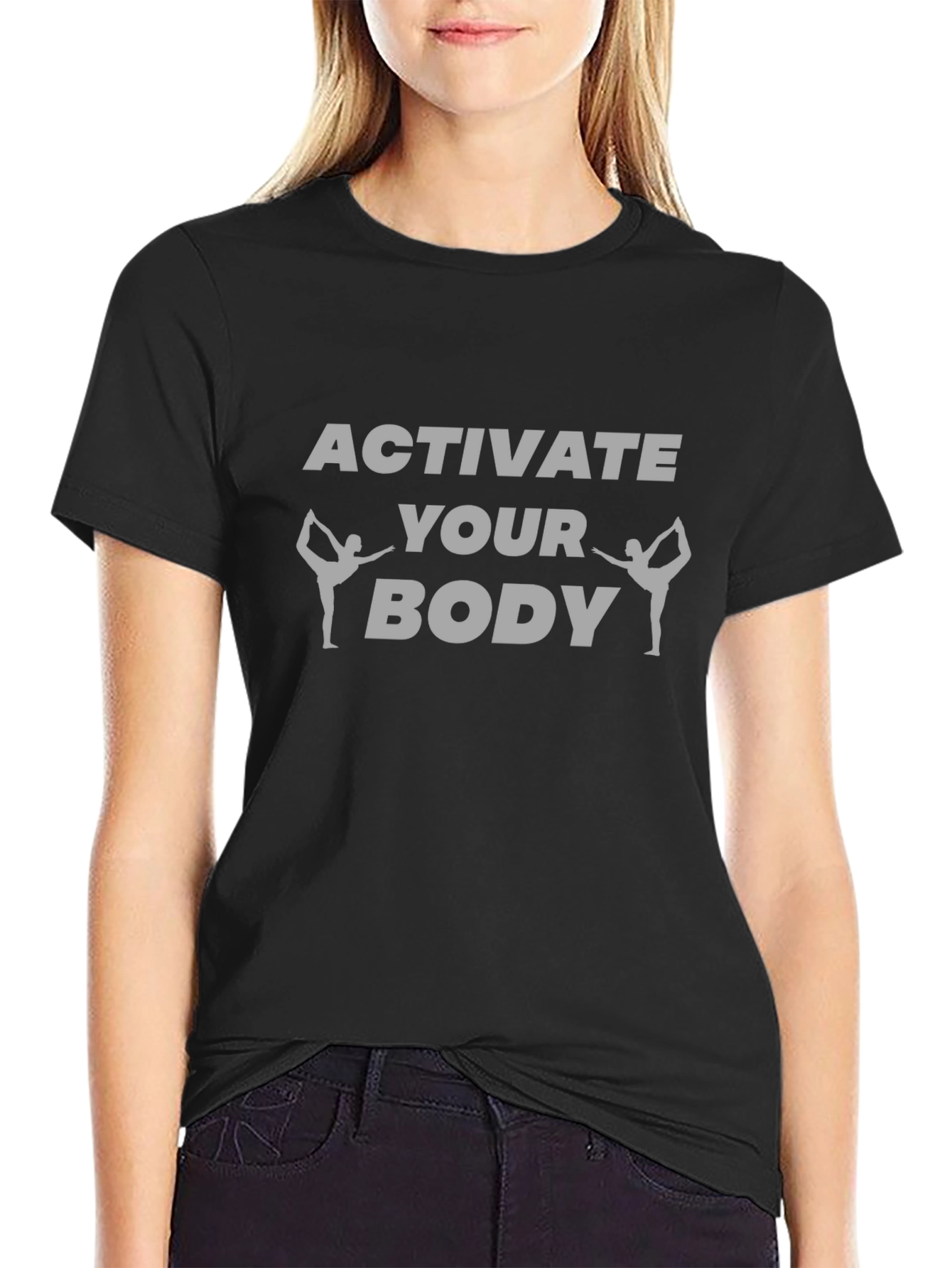 Camiseta Negra: Activa tu cuerpo con yoga