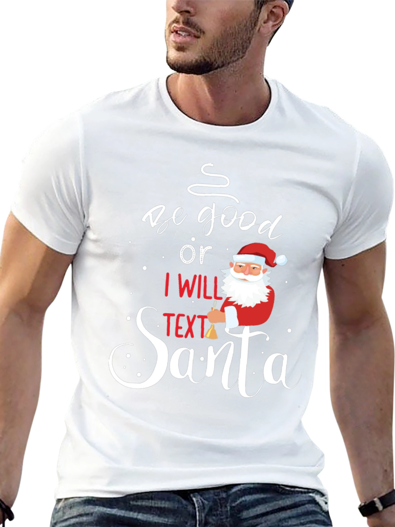 Camiseta Navideña Sé Bueno o Textéo a Santa
