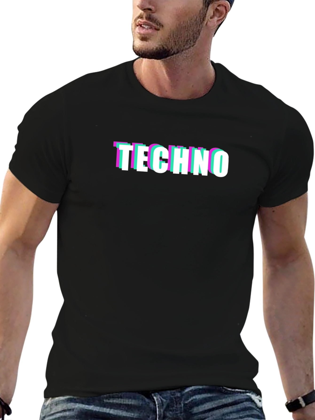 Camiseta Negra Techno Glitch