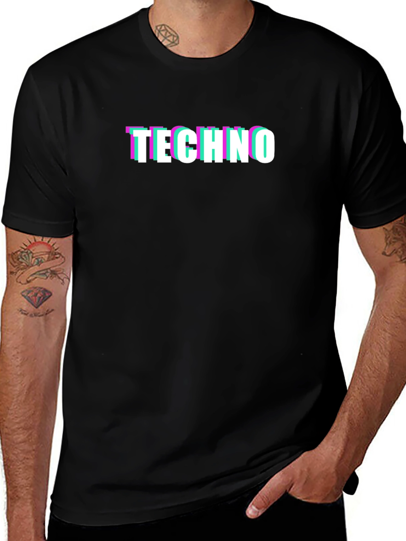 Camiseta Negra Techno Glitch