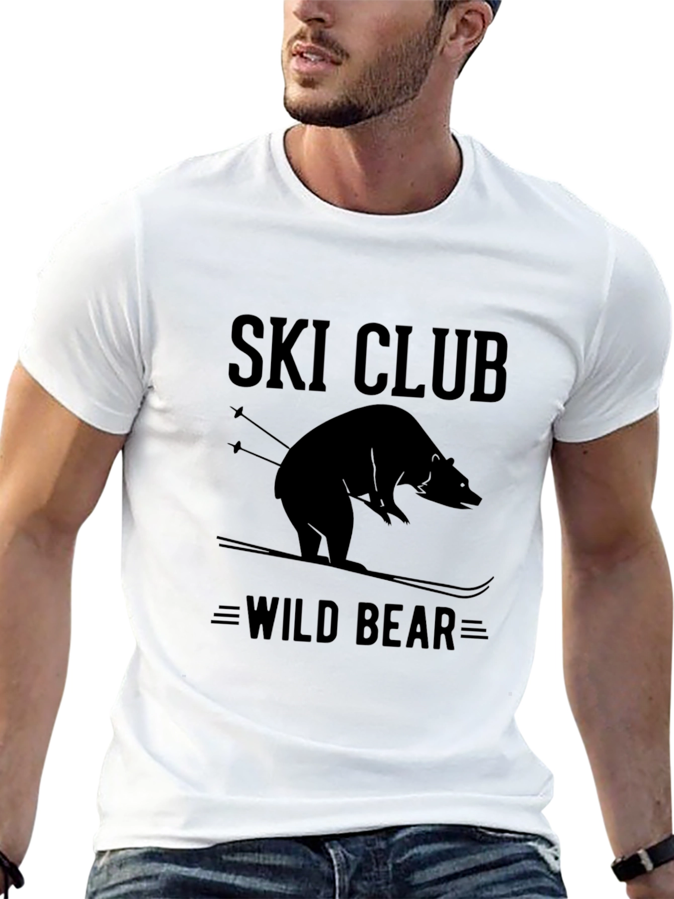 Camiseta Negra Ski Club Wild Bear para Hombre