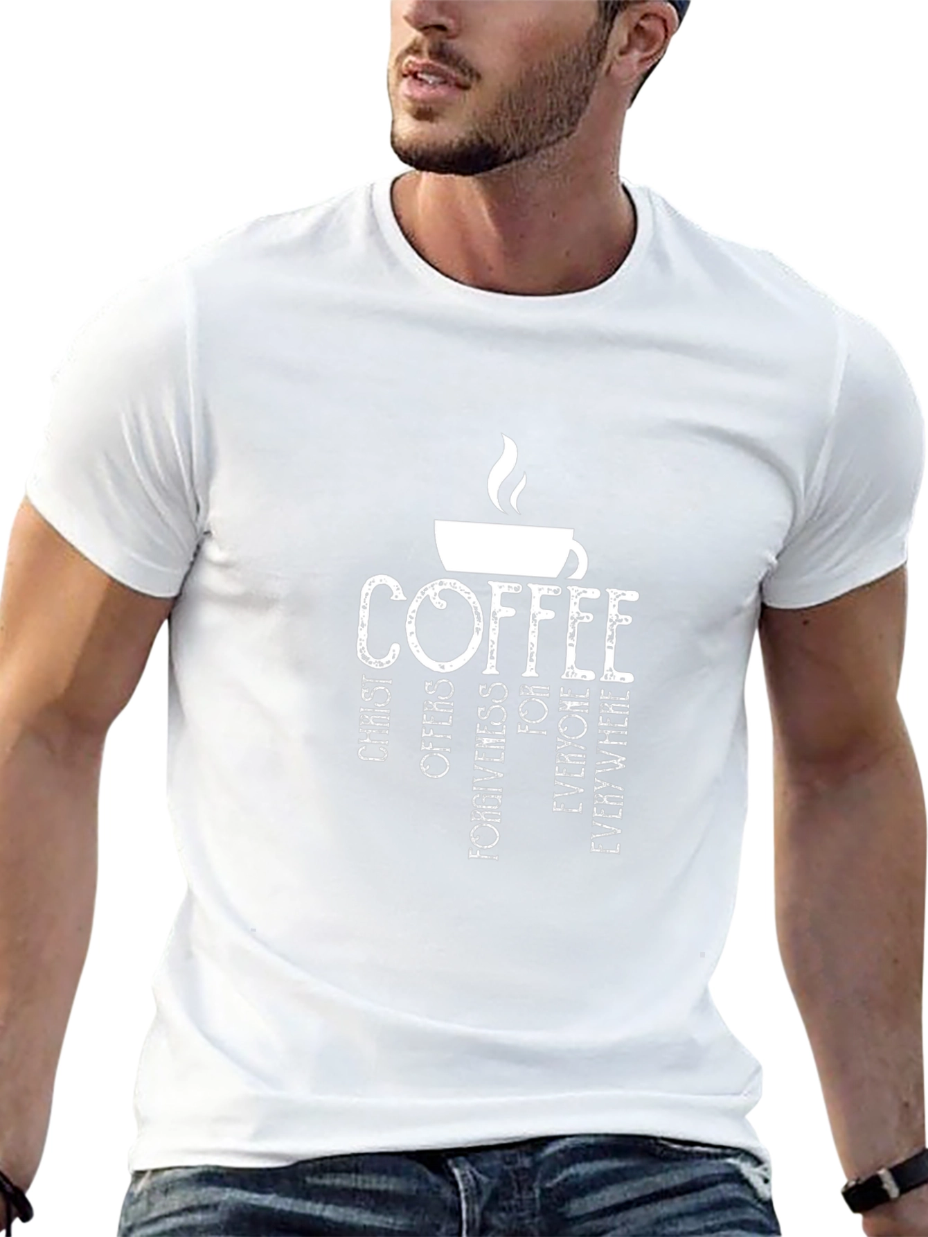 Camiseta Negra Café y Fe para Hombre
