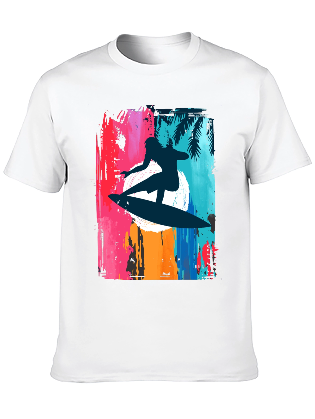 Camiseta Negra Surfista Estilo Retro