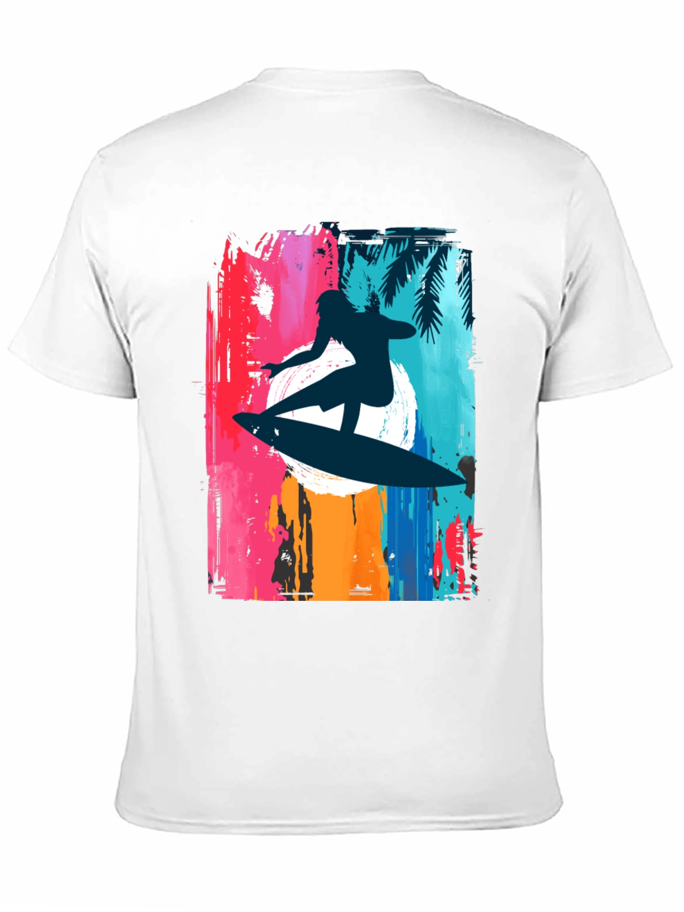Camiseta Negra Surfista Estilo Retro