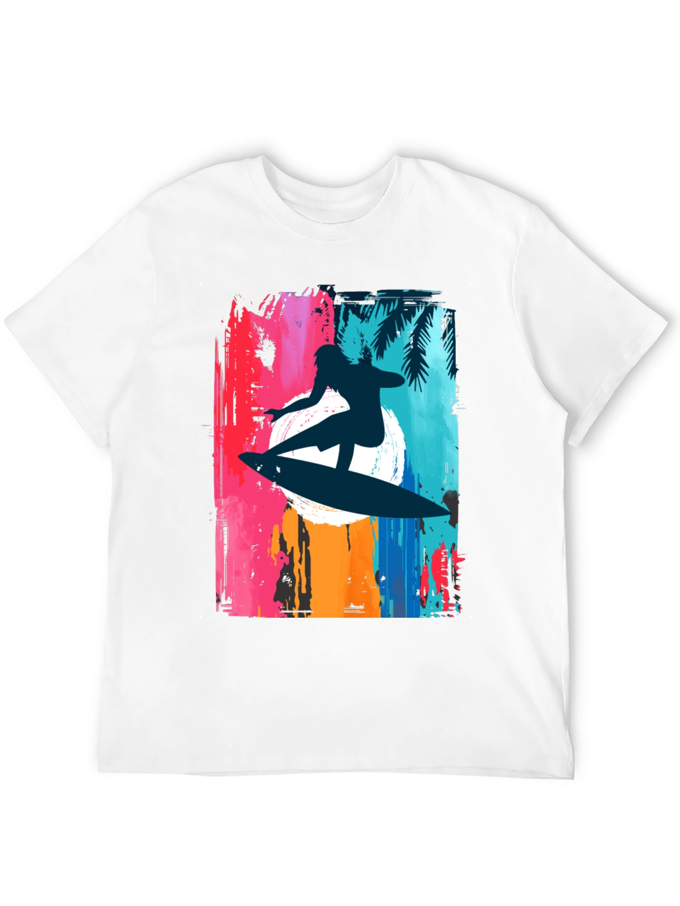 Camiseta Negra Surfista Estilo Retro