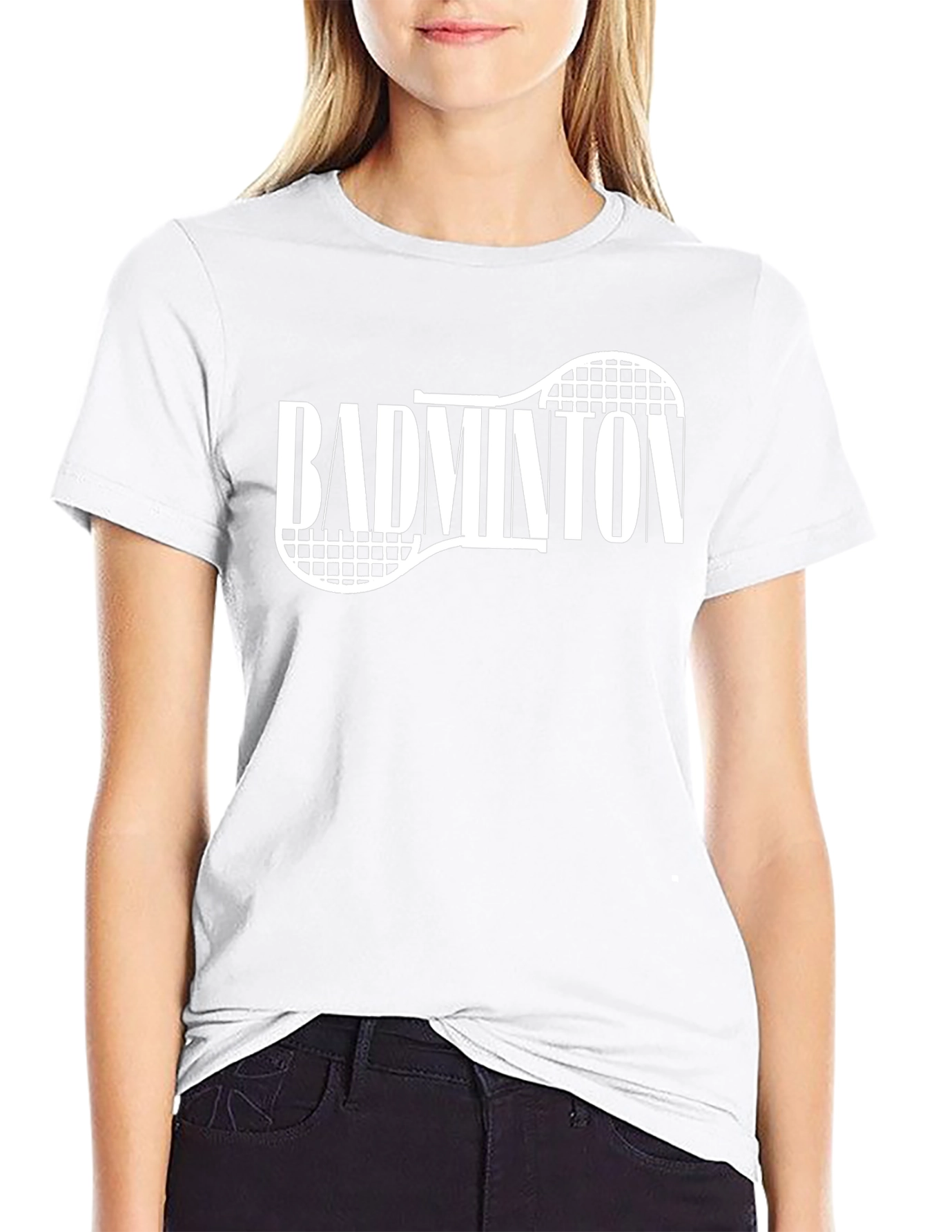 Camiseta Negra Badminton Raqueta Deportiva
