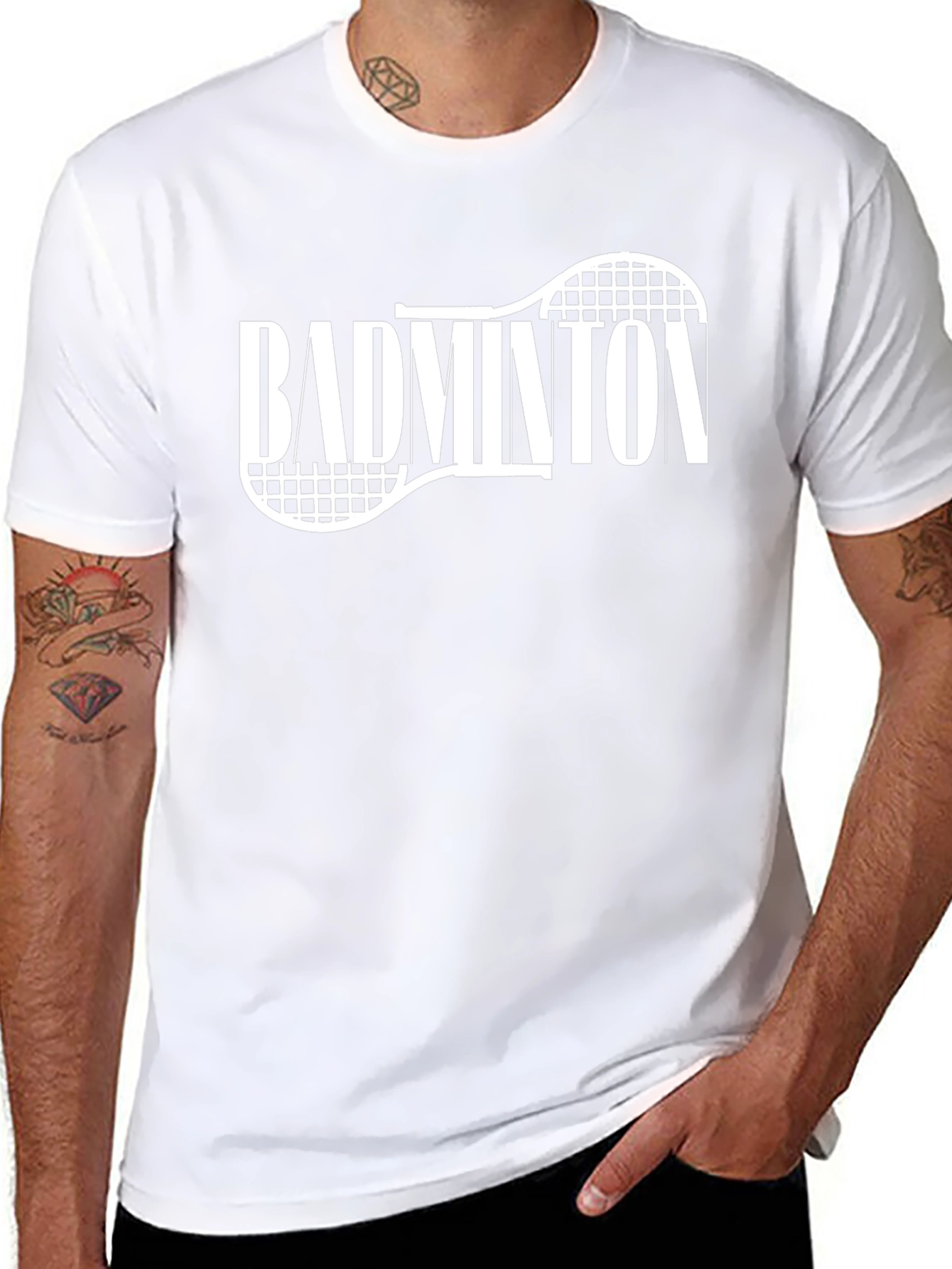 Camiseta Negra Badminton Raqueta Deportiva