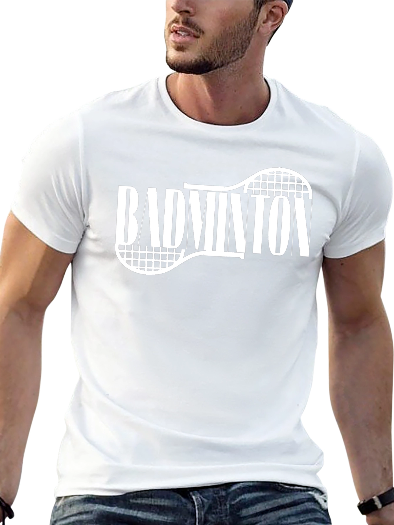 Camiseta Negra Badminton Raqueta Deportiva