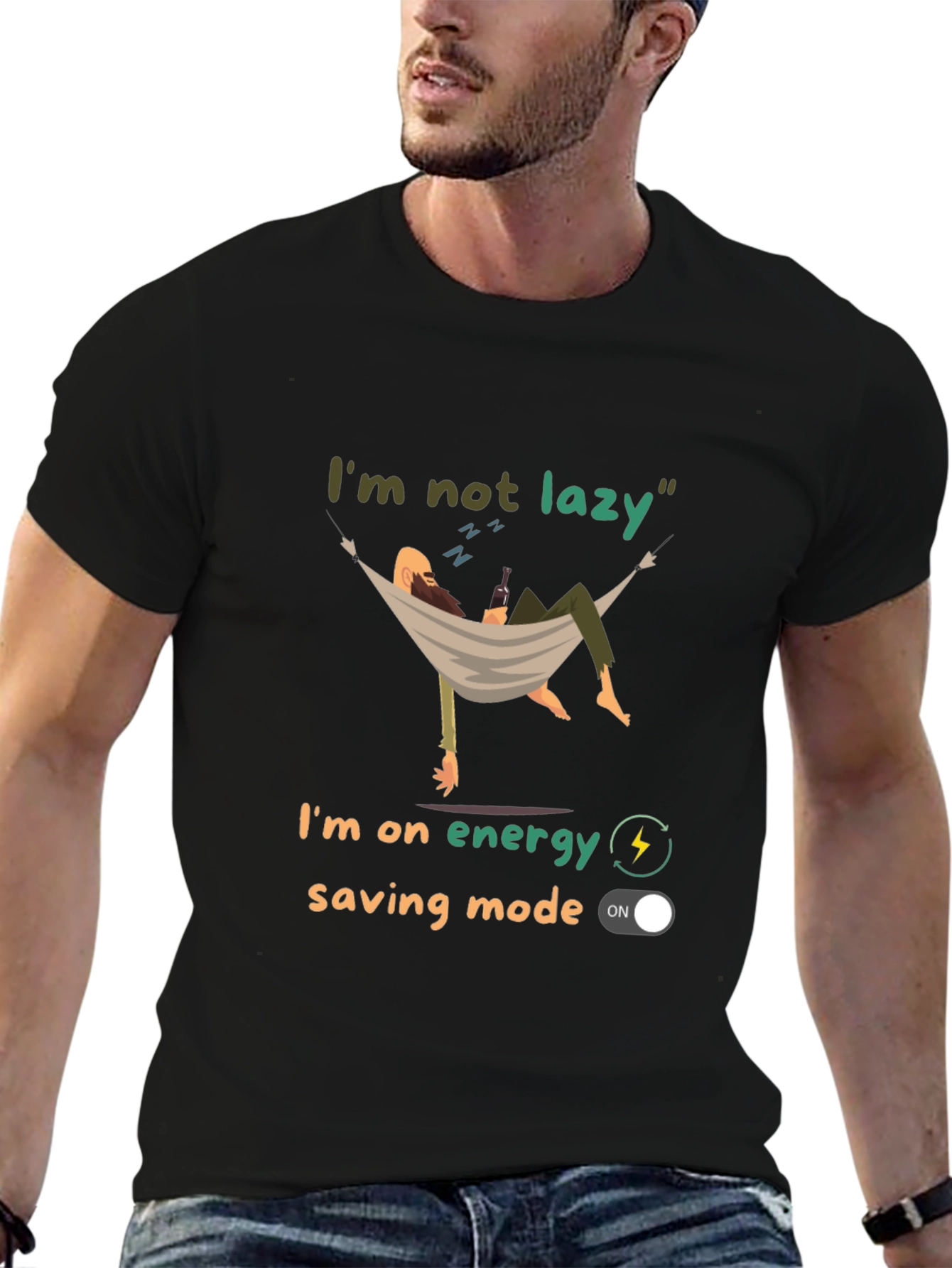 Camiseta Hombre No Soy Perezoso Modo Ahorro Energía