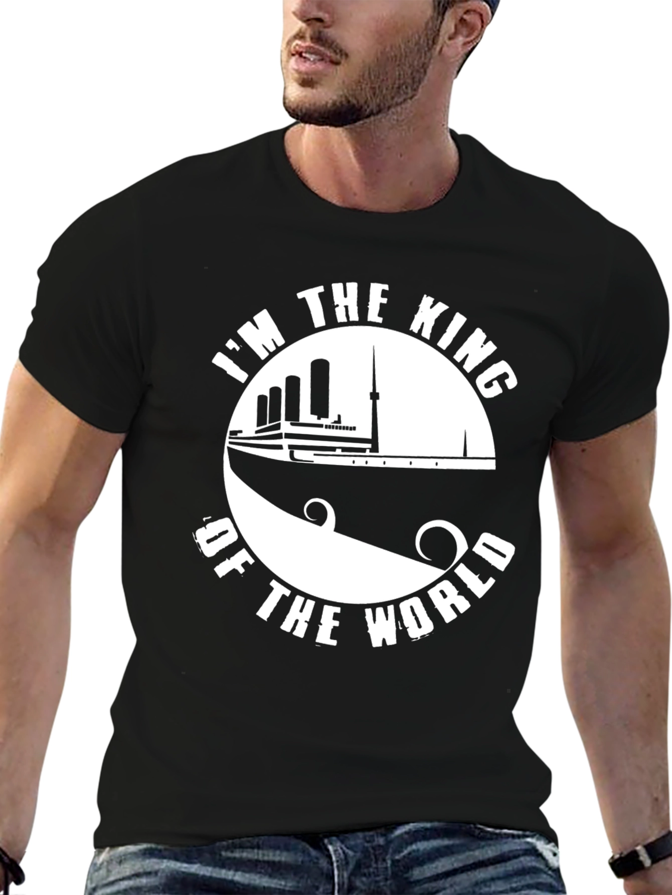 Camiseta Negra Soy el Rey del Mundo Titanic