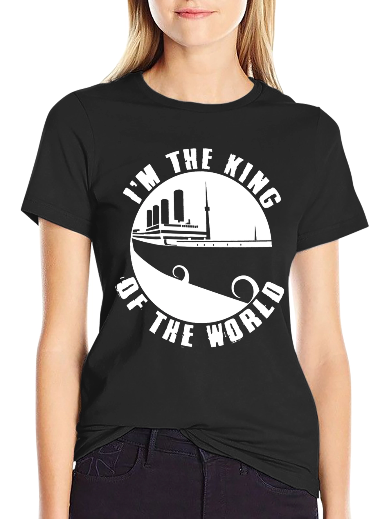 Camiseta Negra Soy el Rey del Mundo Titanic
