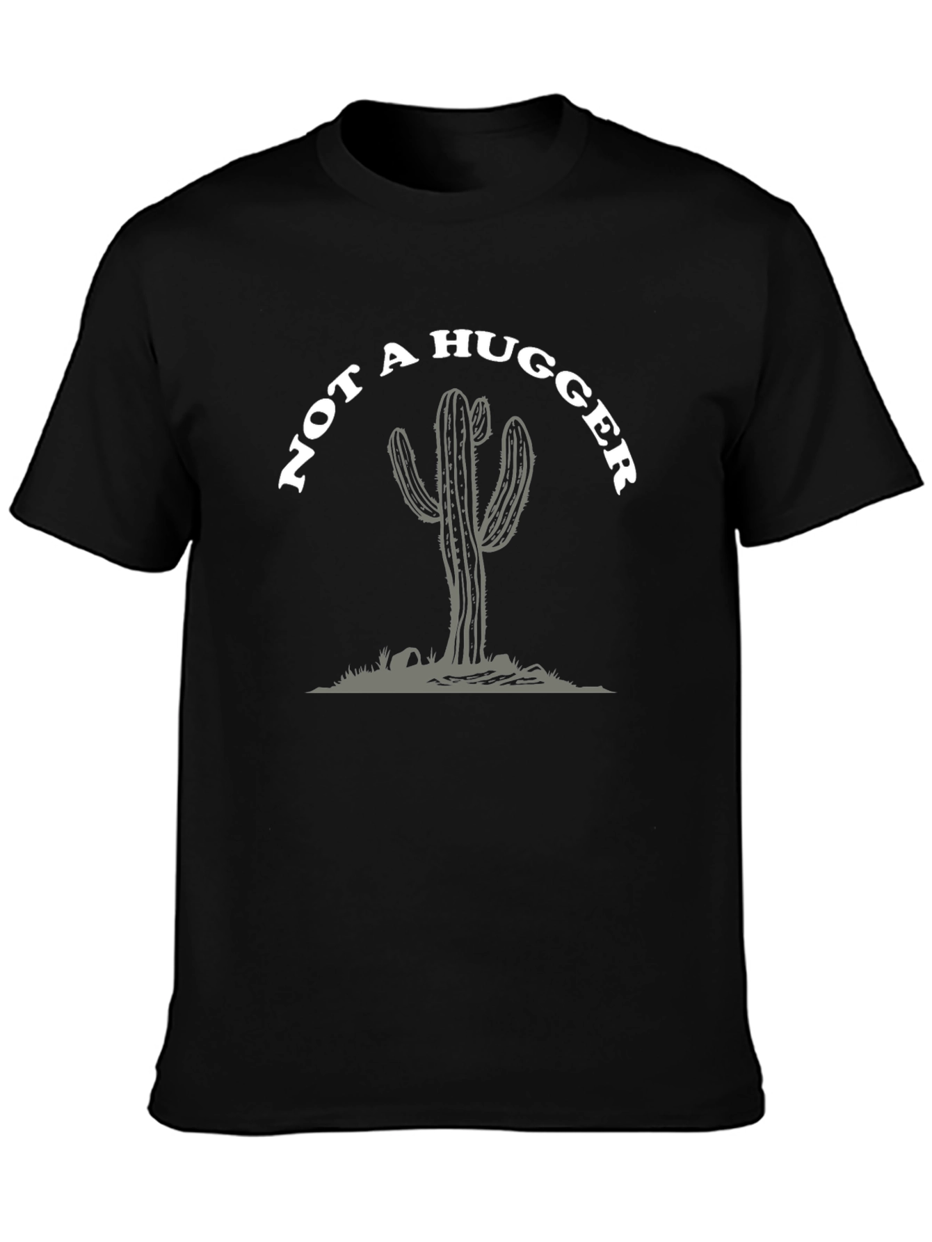 Camiseta Negra: No Soy Abrazador - Diseño Cactus