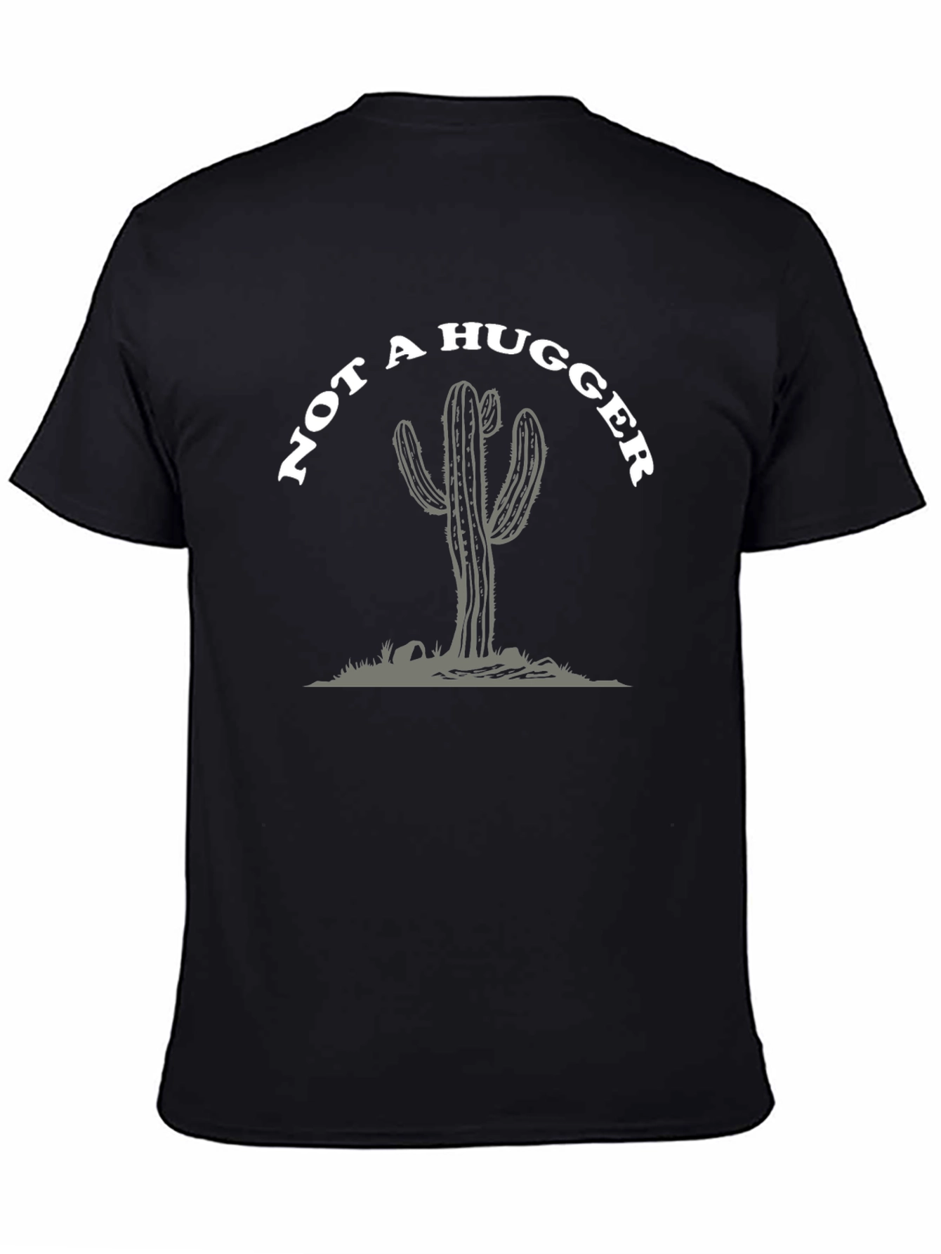 Camiseta Negra: No Soy Abrazador - Diseño Cactus