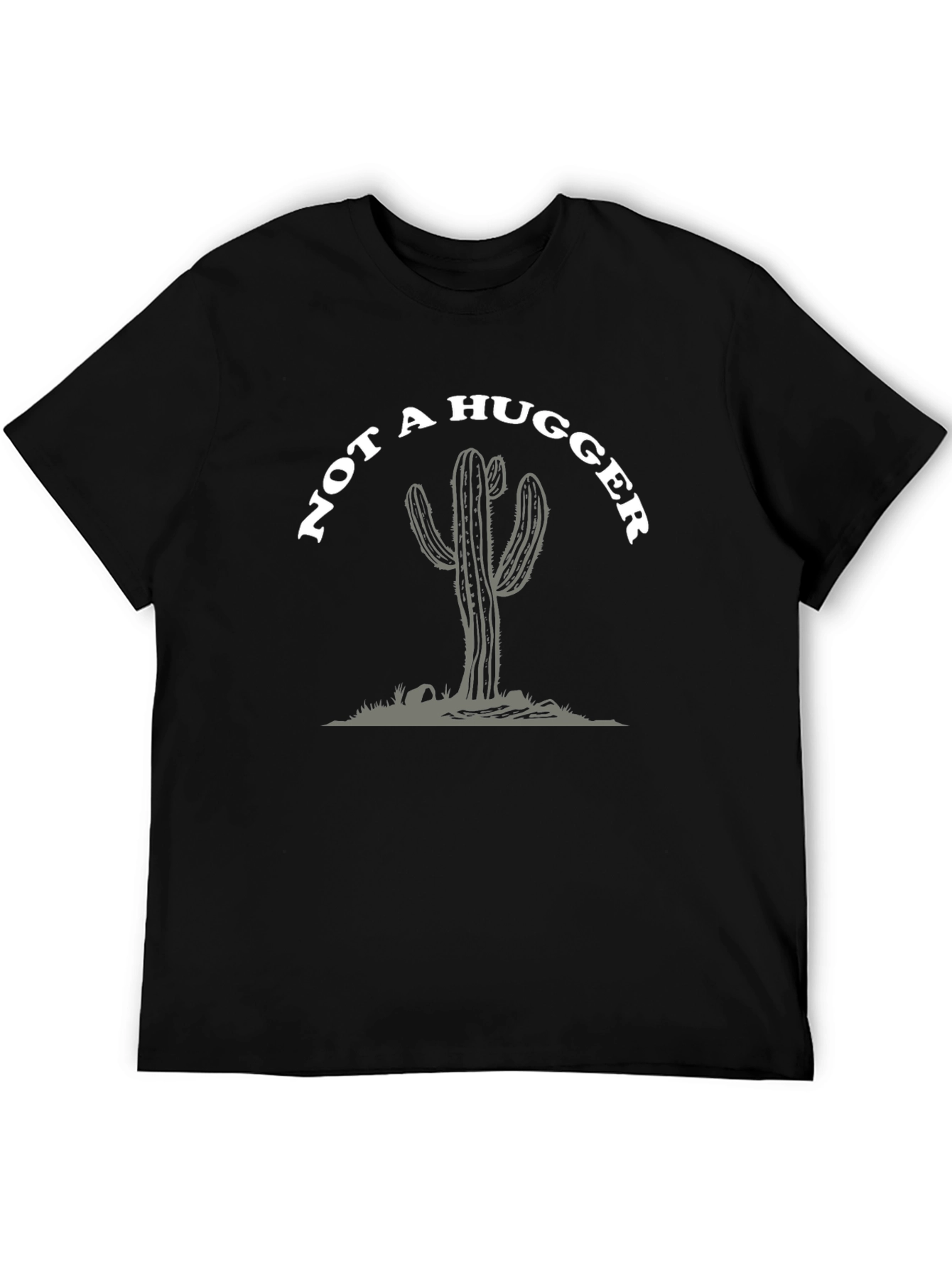 Camiseta Negra: No Soy Abrazador - Diseño Cactus