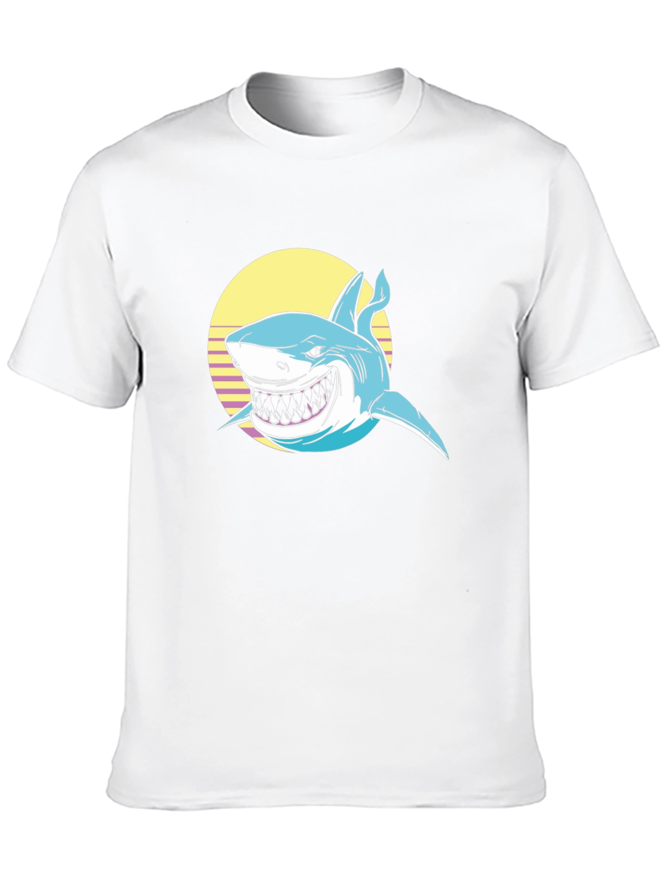 Camiseta Negra con Estampado de Tiburón Retro