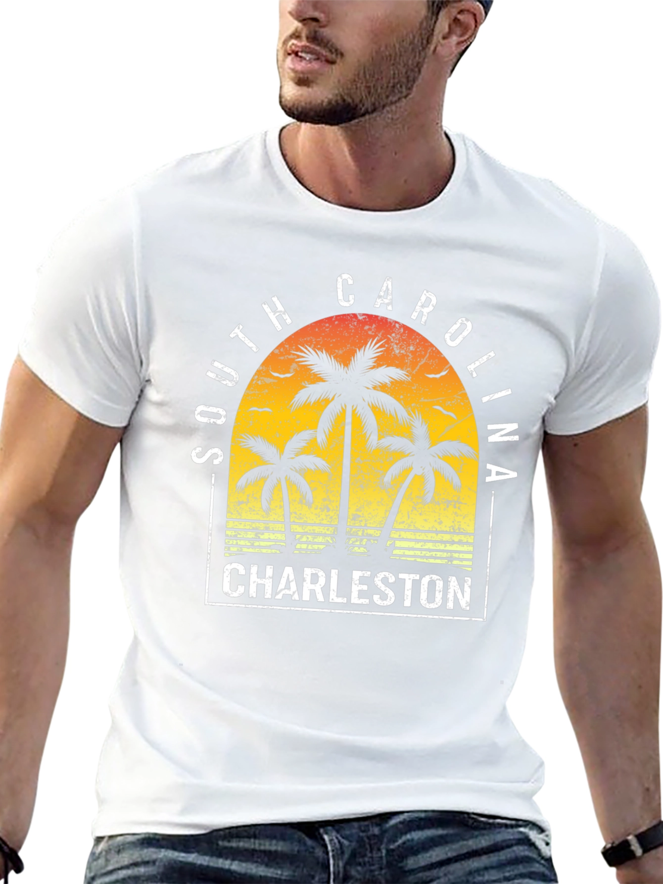 Camiseta Charleston Carolina del Sur diseño tropical