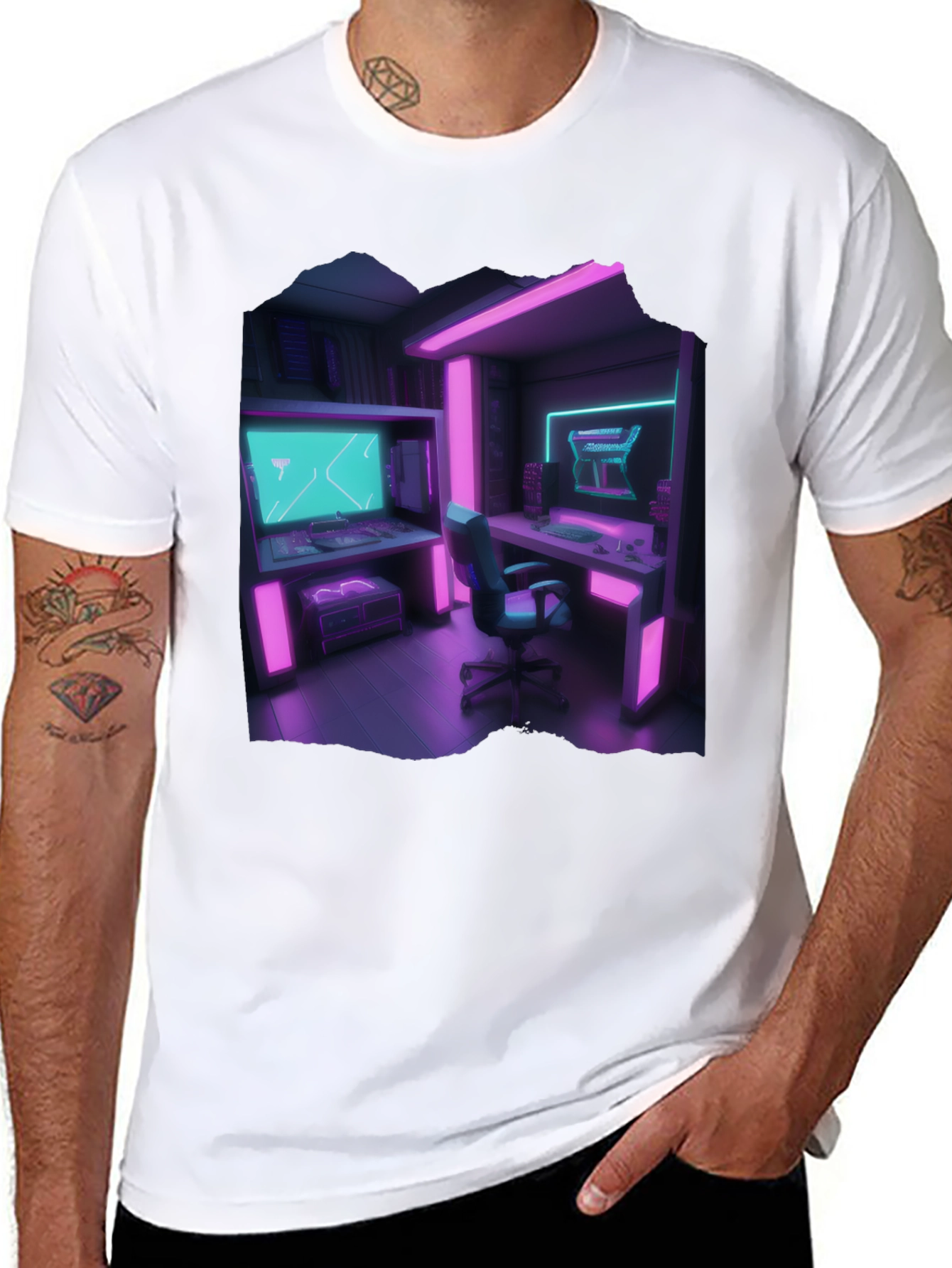 Camiseta Gamer Retro - Sala de Juegos Neón