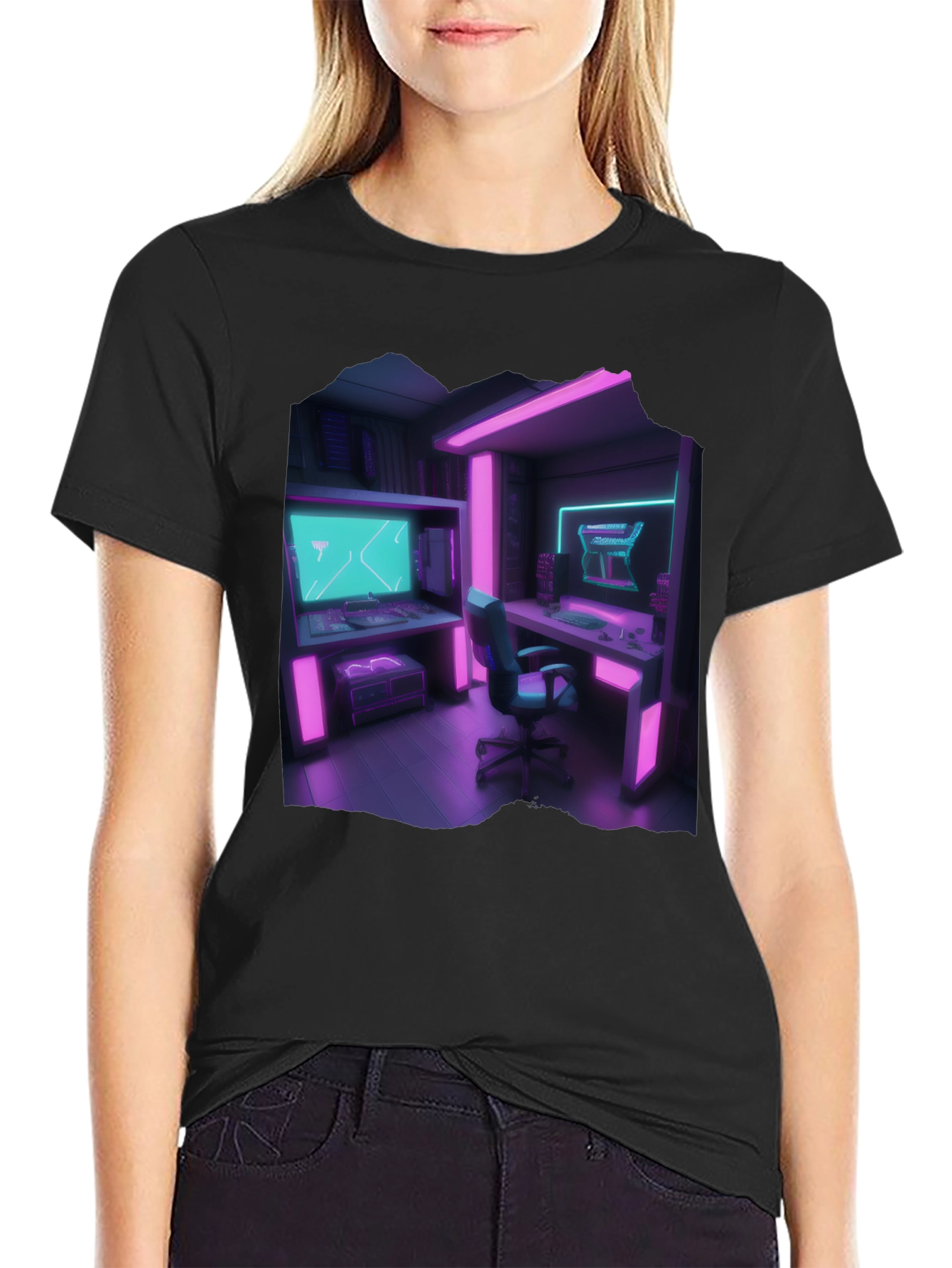 Camiseta Gamer Retro - Sala de Juegos Neón