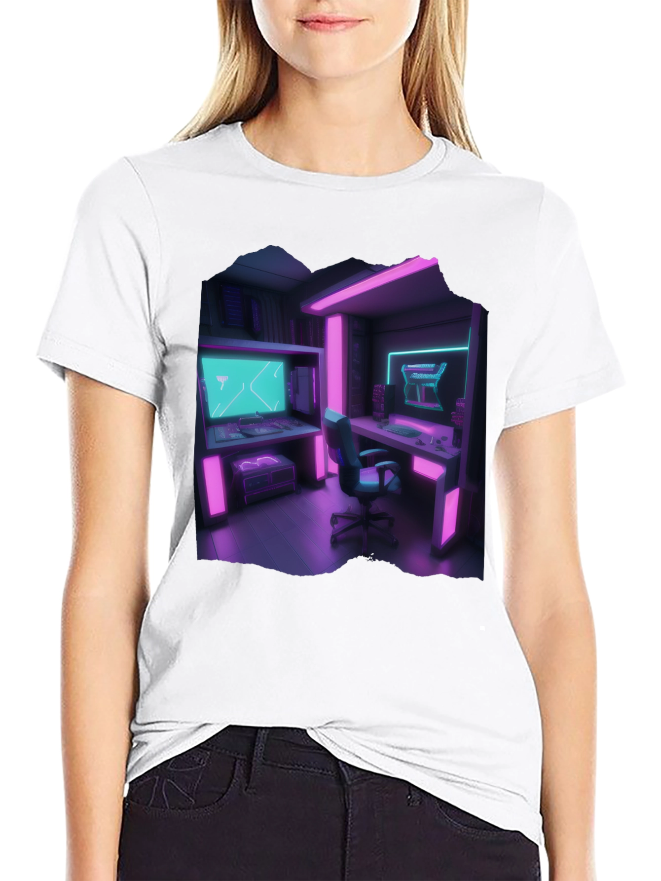 Camiseta Gamer Retro - Sala de Juegos Neón