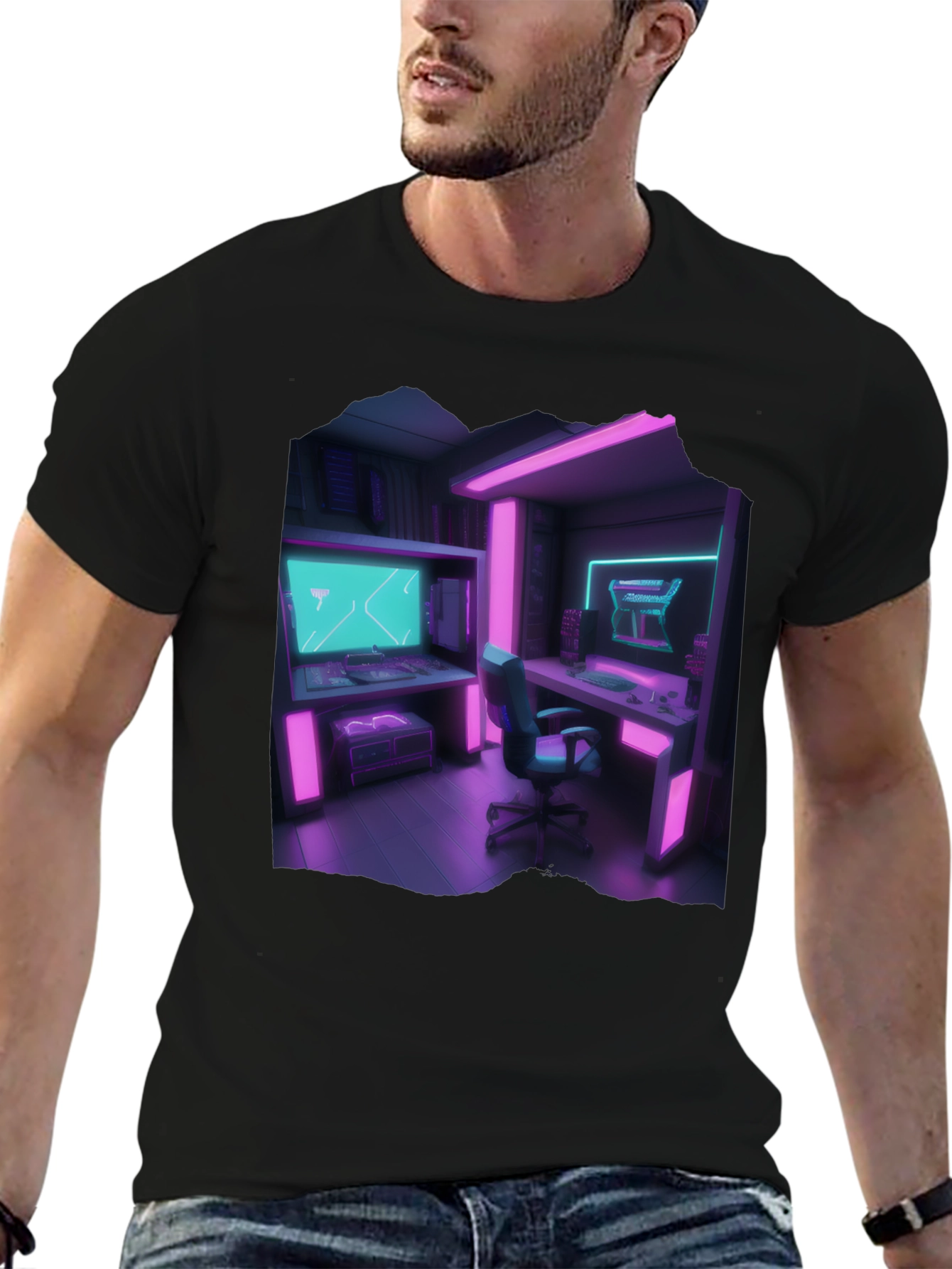 Camiseta Gamer Retro - Sala de Juegos Neón