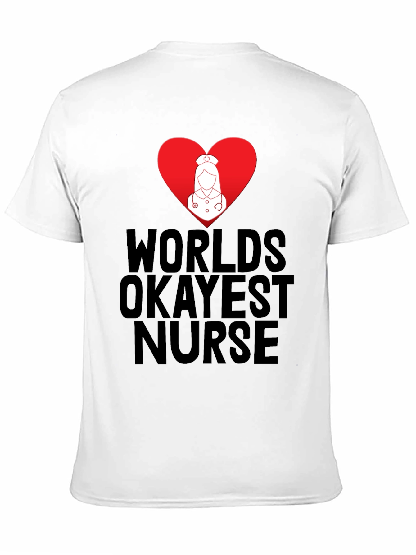 Camiseta Negra Okayest Nurse Corazón Rojo