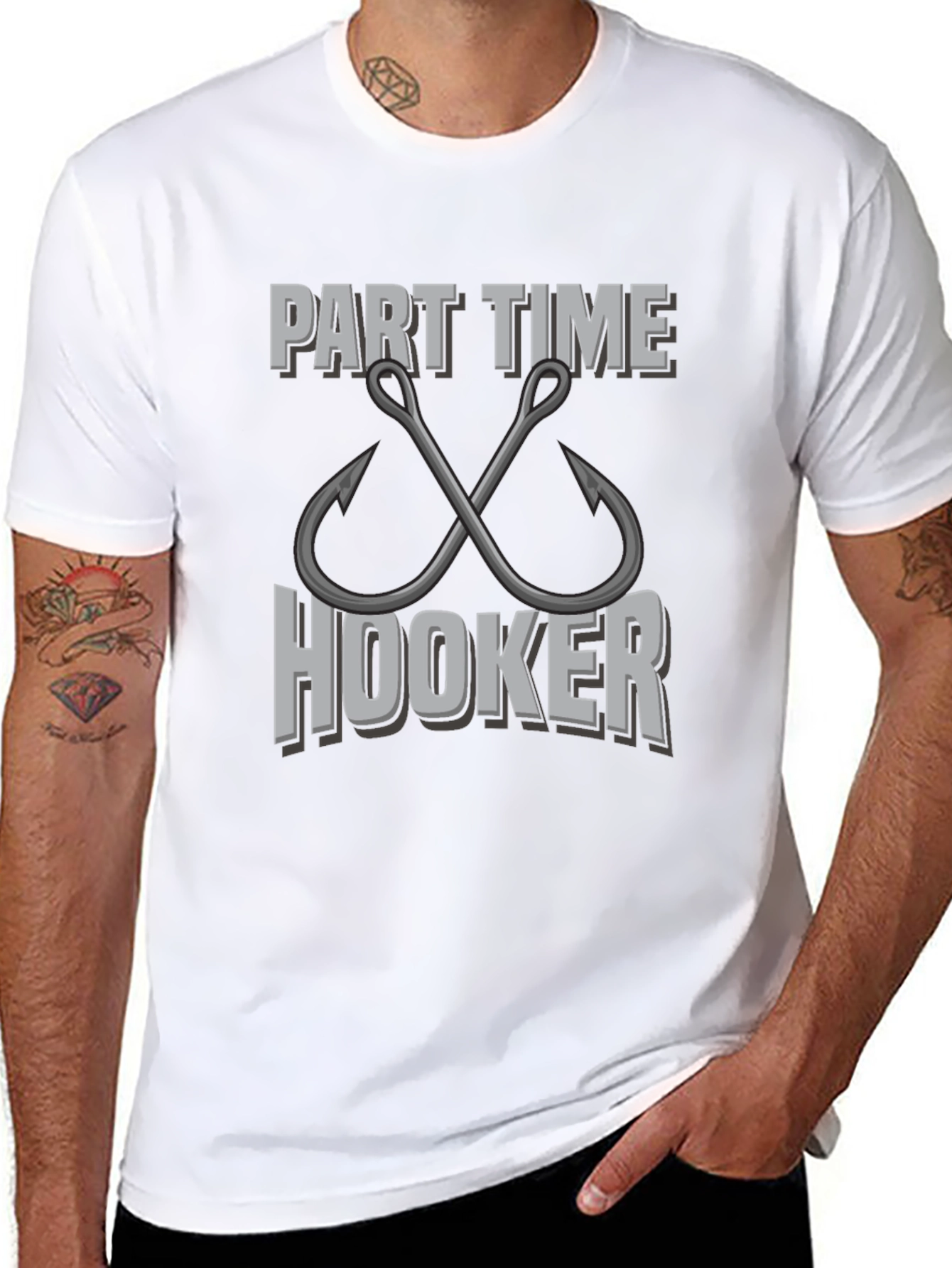 Camiseta Negra Part Time Hooker para Pesca