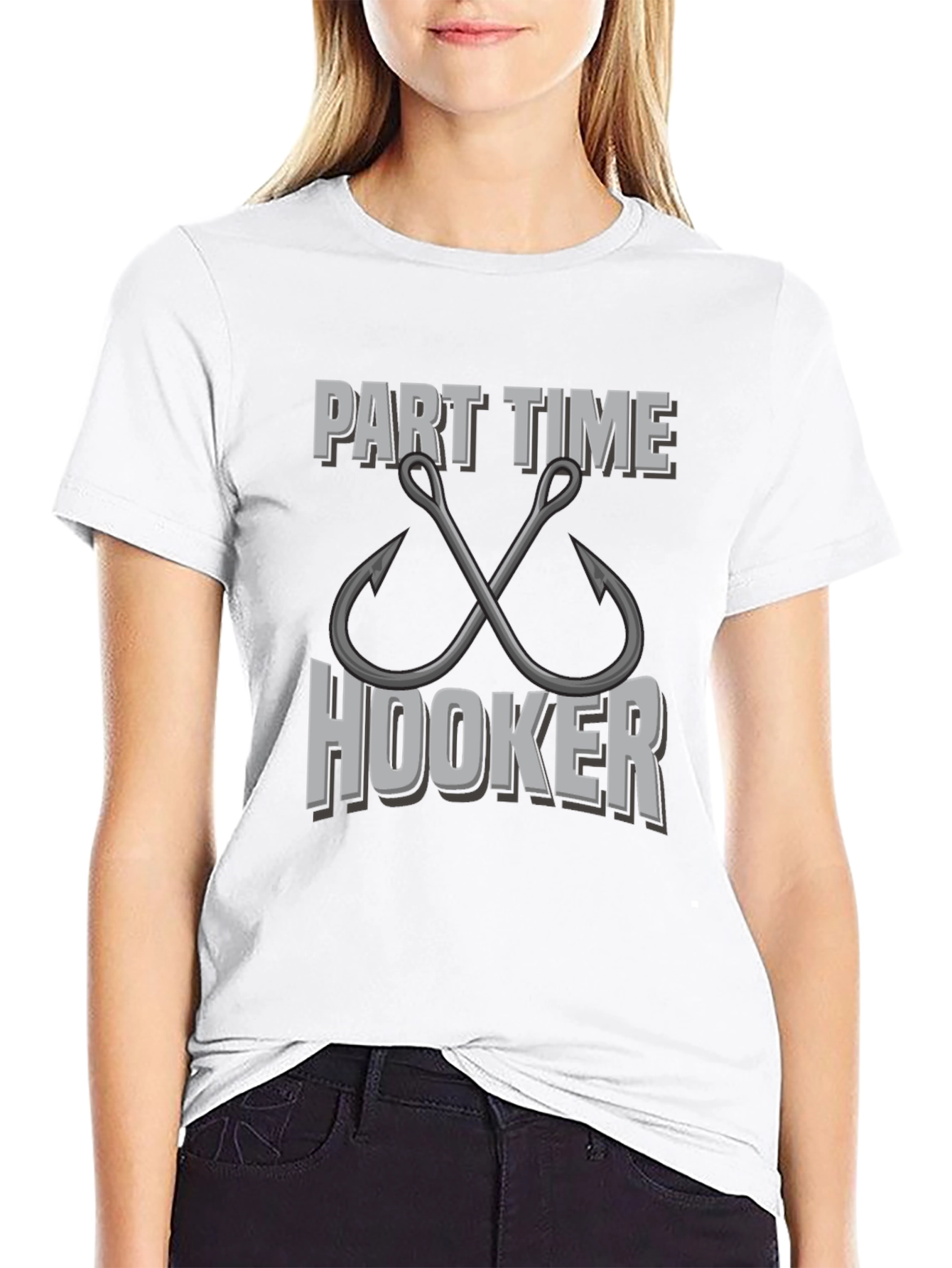 Camiseta Negra Part Time Hooker para Pesca
