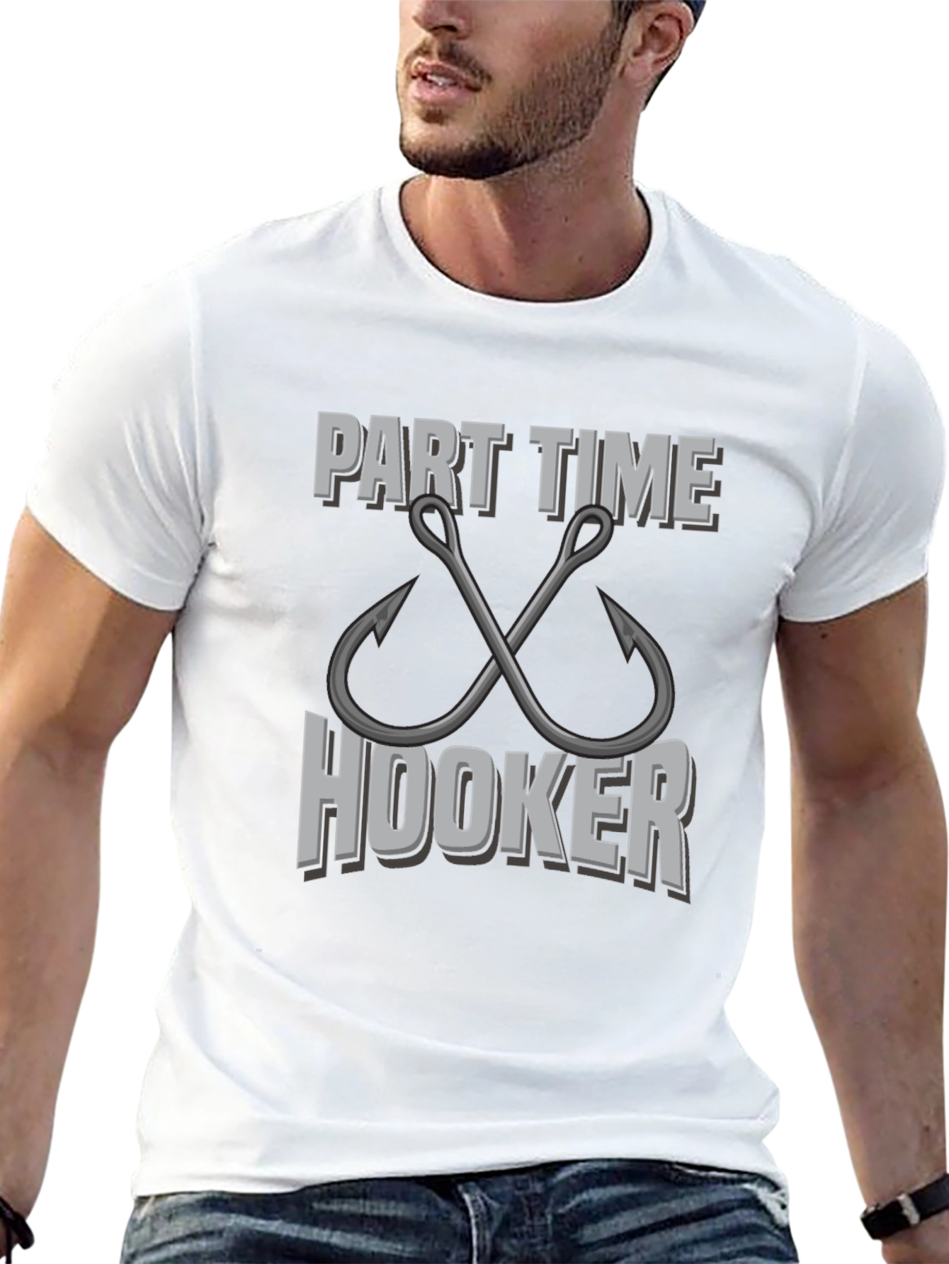 Camiseta Negra Part Time Hooker para Pesca