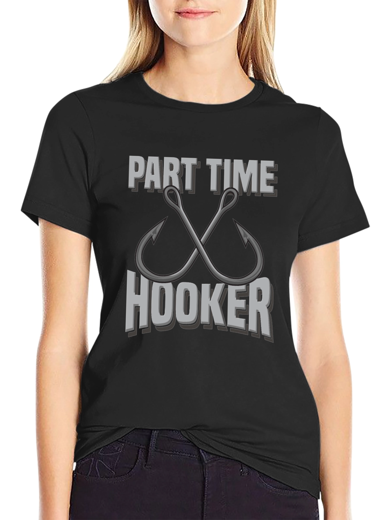 Camiseta Negra Part Time Hooker para Pesca