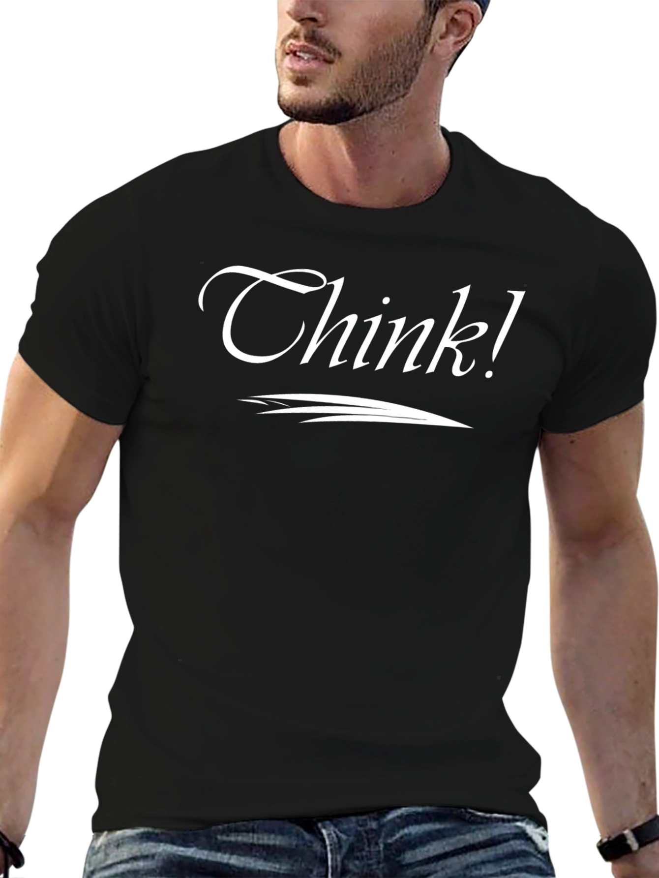 Camiseta Negra Think! para Reflexionar