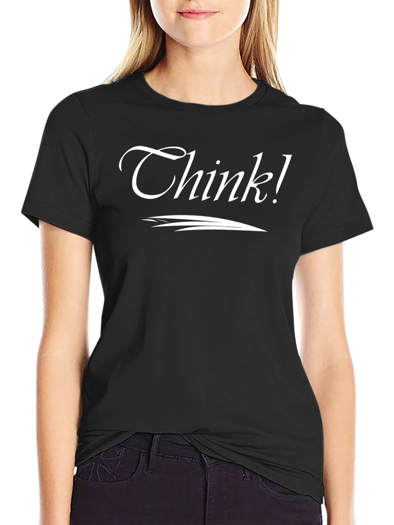 Camiseta Negra Think! para Reflexionar