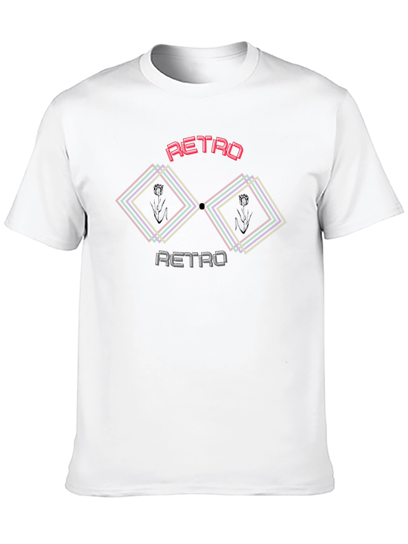 Camiseta Negra Retro con Diseño Geométrico