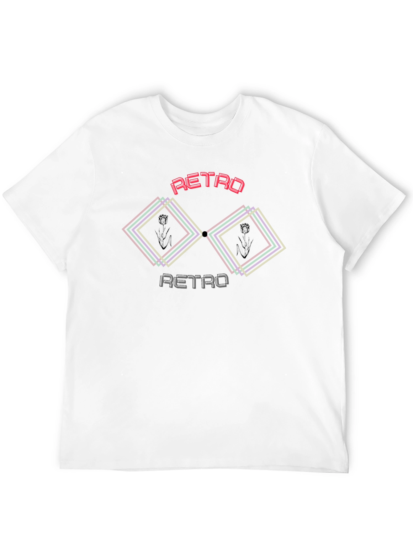 Camiseta Negra Retro con Diseño Geométrico
