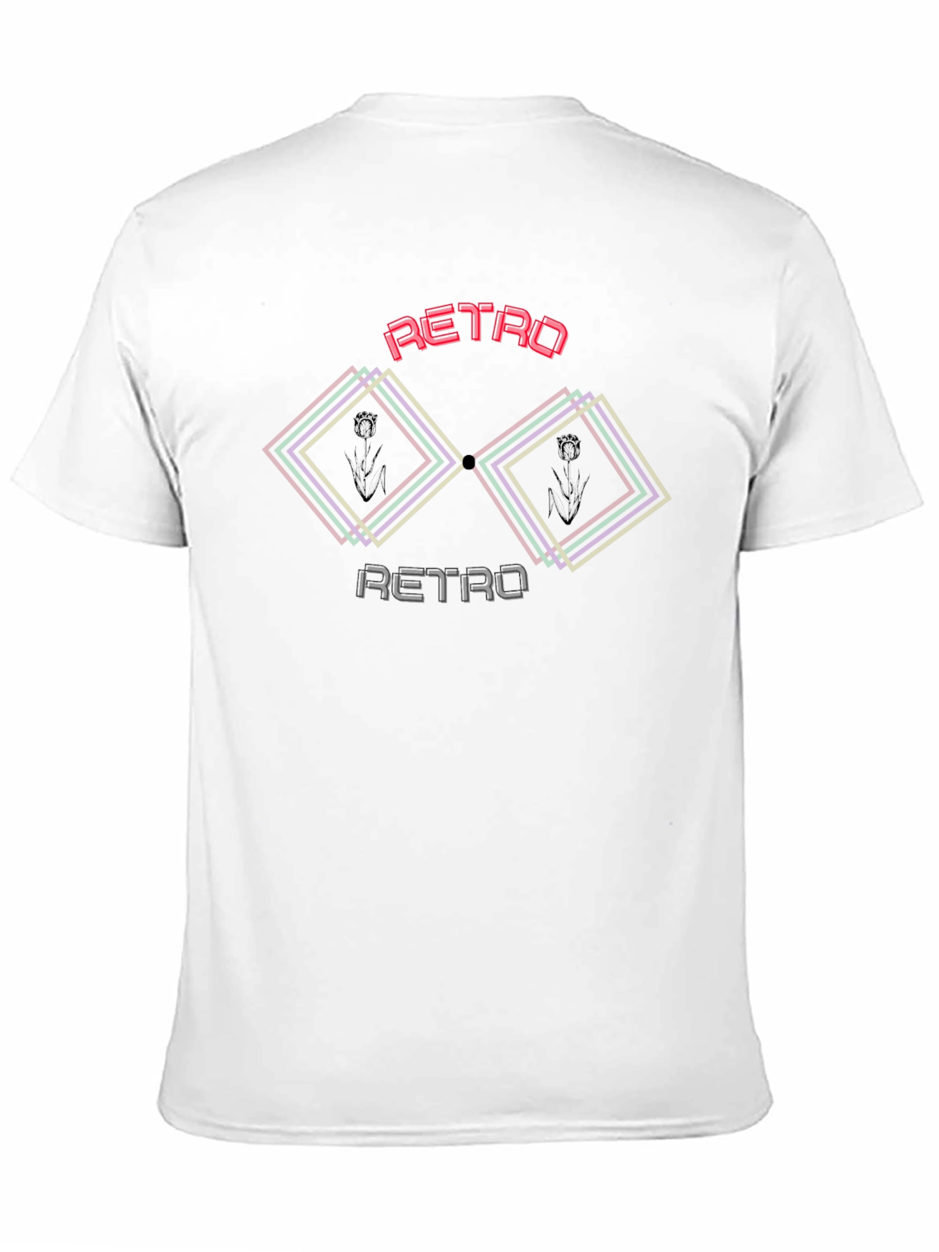 Camiseta Negra Retro con Diseño Geométrico