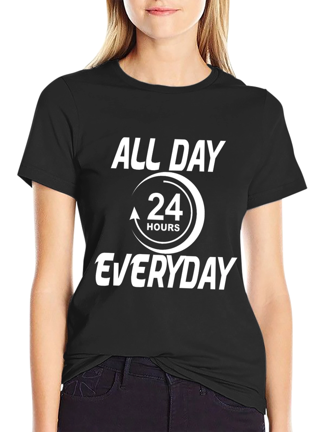 Camiseta Hombre Negro All Day Everyday 24 Hours