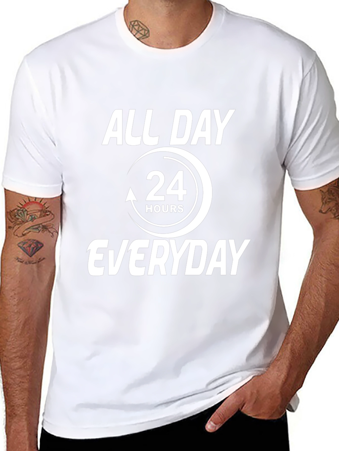 Camiseta Hombre Negro All Day Everyday 24 Hours