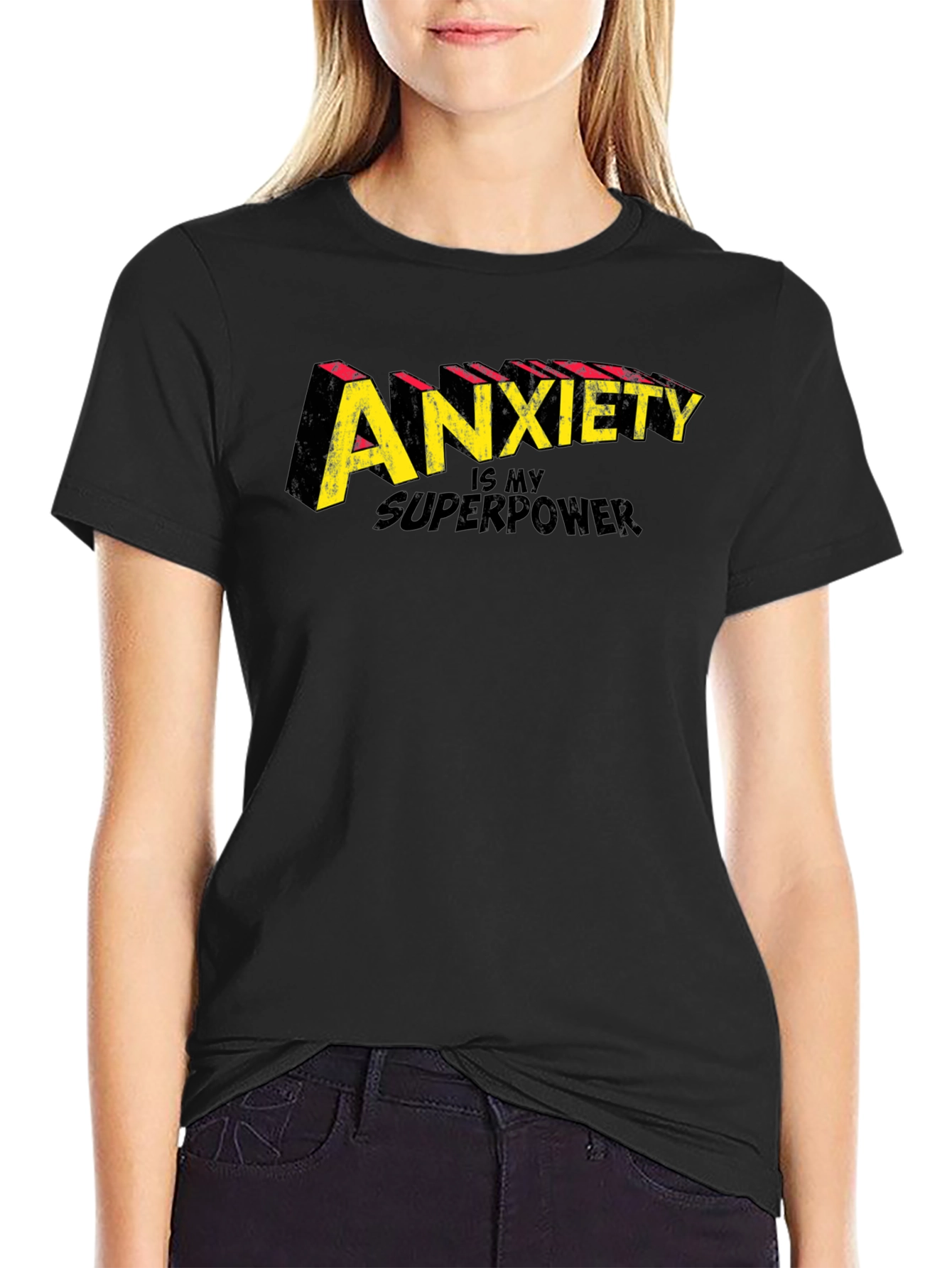 Camiseta Negra Ansiedad es mi Superpoder