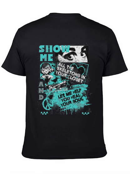Camiseta Negra Estampada: Show Me Your Skeletons
