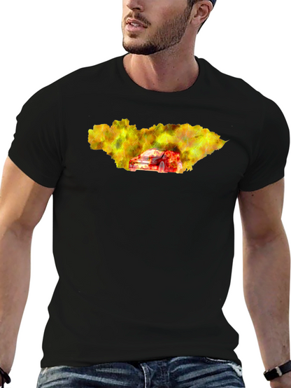Camiseta Hombre Negra con Diseño de Coche en Llamas