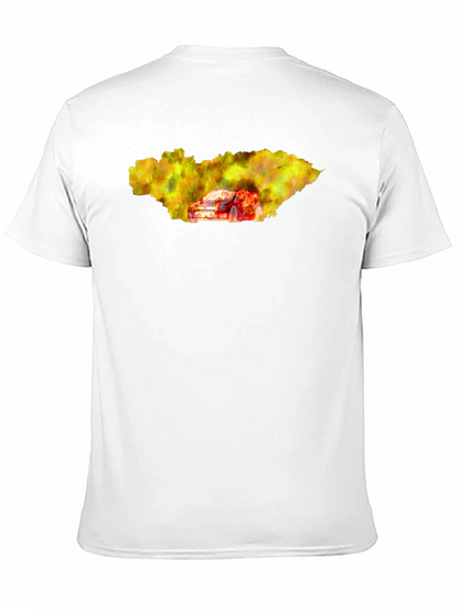 Camiseta Hombre Negra con Diseño de Coche en Llamas