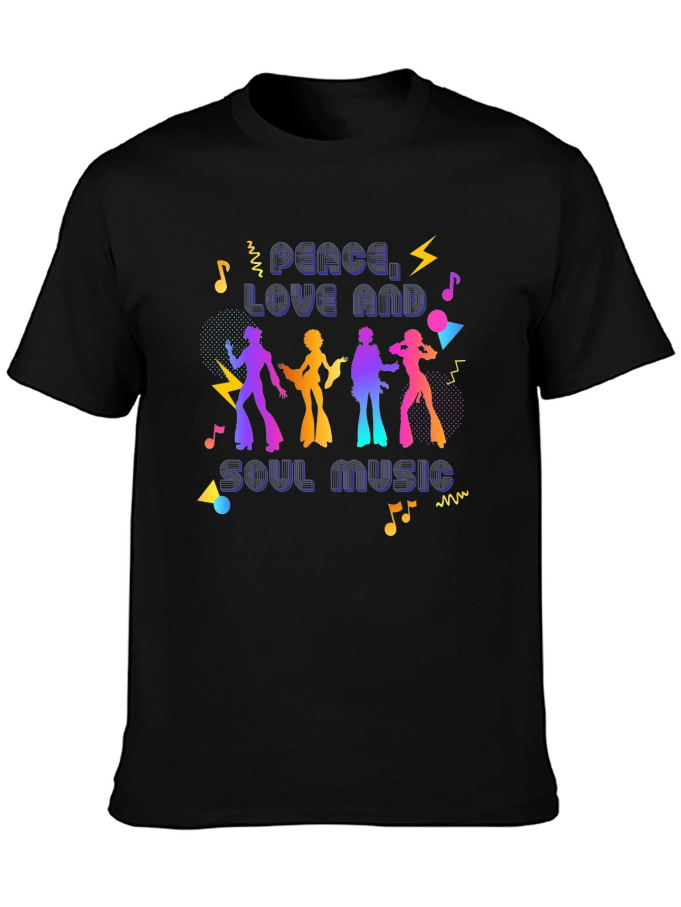 Camiseta Retro Peace Love Soul Music